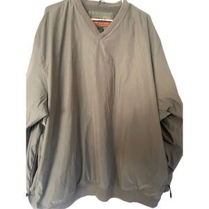 Izod Mens Windbreaker Jacket Pullover Golf Nylon Mesh Lined Tan 2XL